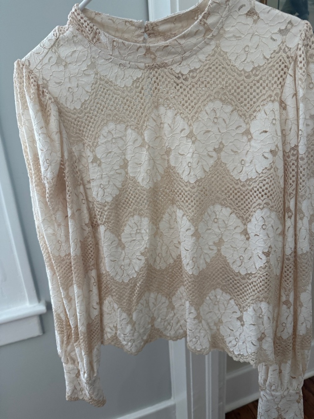 dolan Cream Lace Long-Sleeve Floral Top